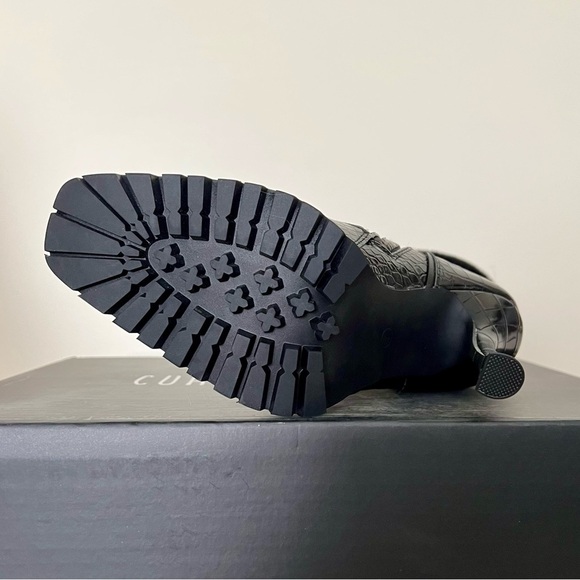 NIB Dolls Kill Current Mood Call The Shots Vegan Croc-Embossed Heeled Boots Blk - Picture 6 of 15